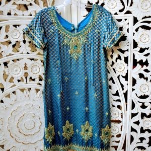 Vintage East Indian embellished brocade tunic dres